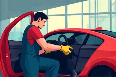 Nippon Car Care メンバーシップ ご利用の流れ: プロが車をケアするイラスト